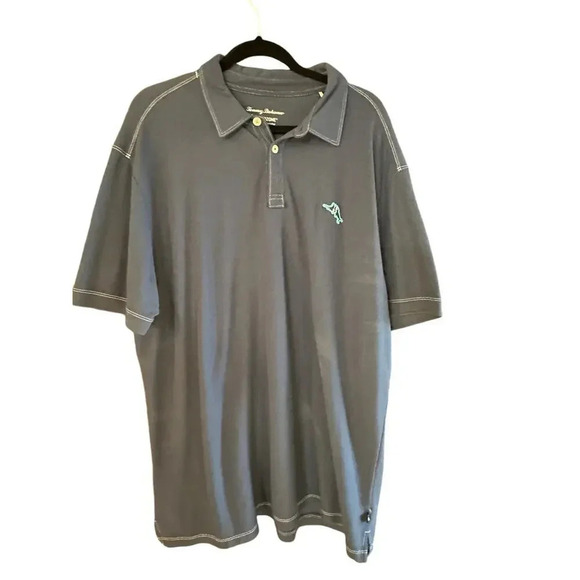 Tommy Bahama Gray island zone embroidered Short Sleeve Polo Shirt Size XXL - Picture 1 of 6